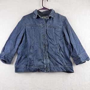 Coldwater Creek Denim Jacket Blue Tencel Blend 3/4 Sleeve P12